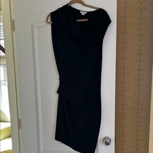 Helmut Lang Black Draped Midi Dress draped around the neck and waist M